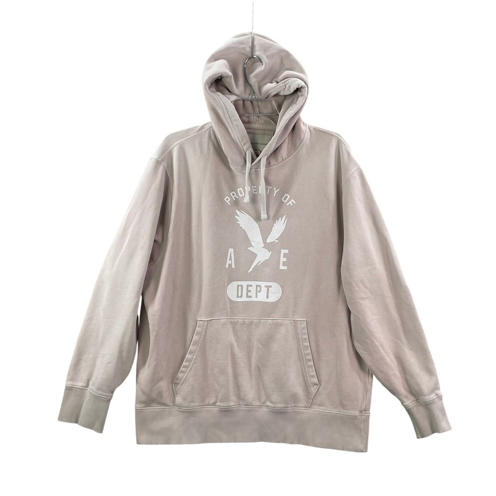 American Eagle Hoodie Womens XL Pink Graphic Super Soft Pullover AE Dept Eagle